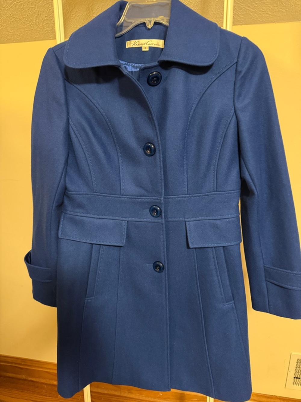 Kenneth Cole blue wool blend dress coat - size 8
